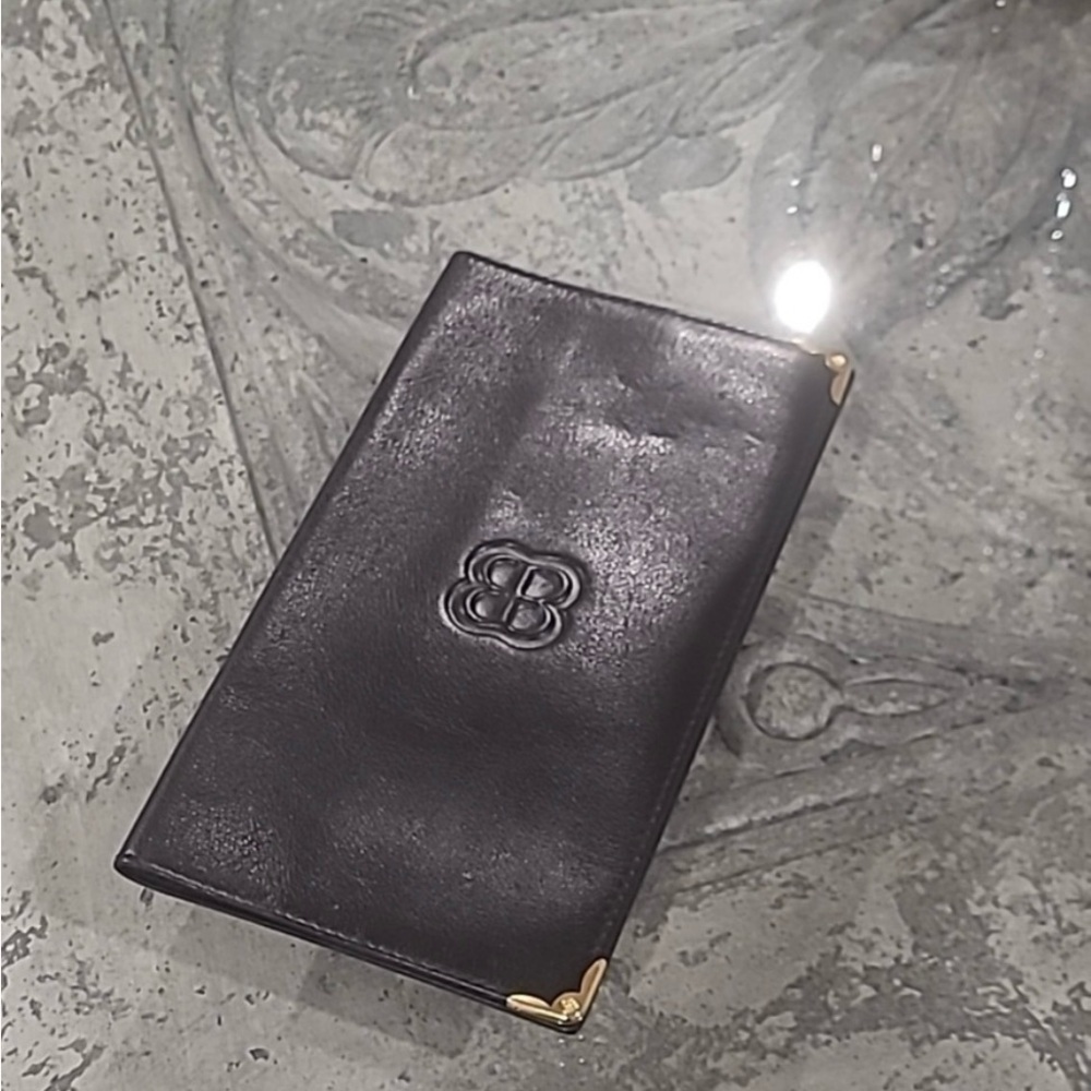 🌻RARE🌻BALENCIAGA Vintage Black Leather Wallet with Gold Accents